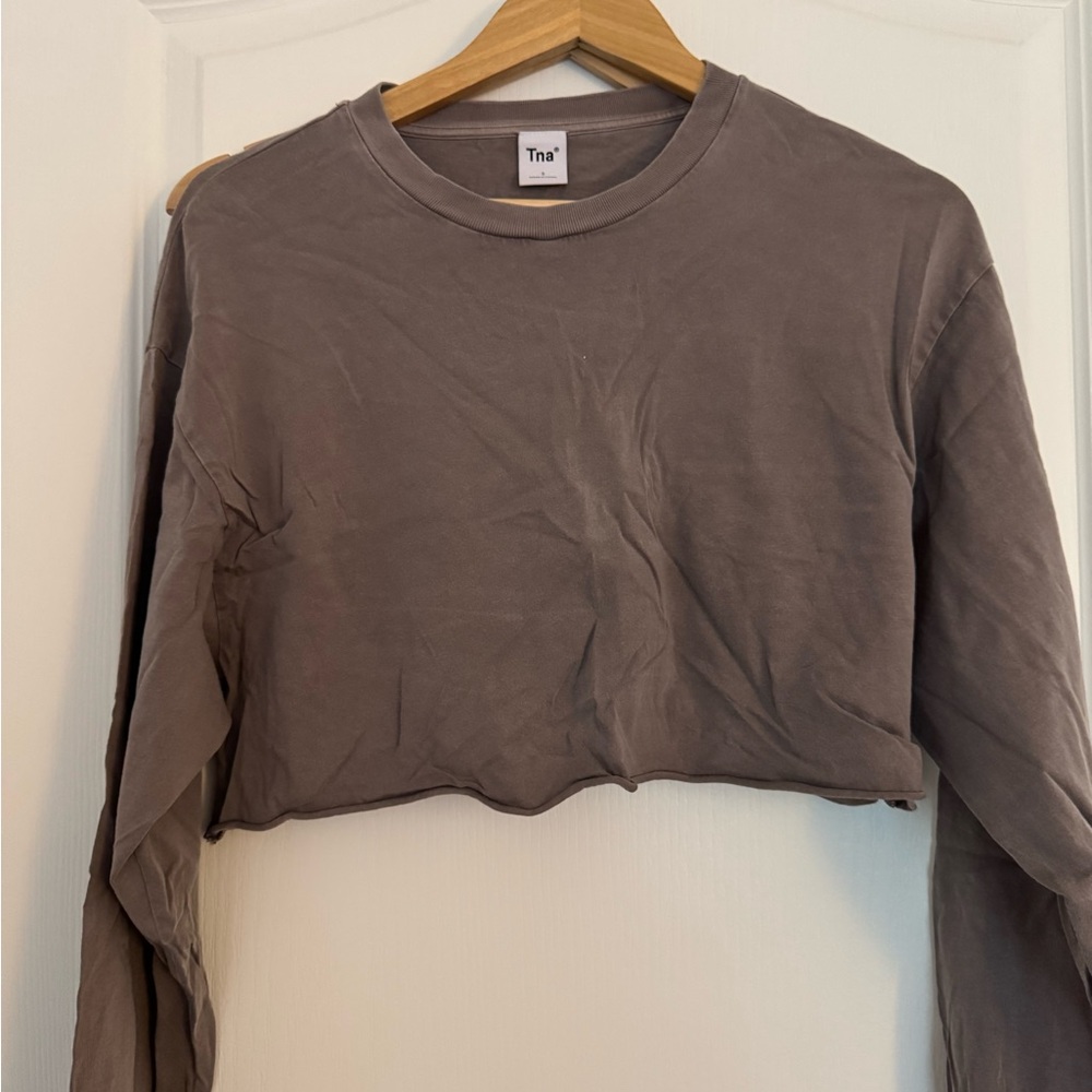 Tna Taupe Long Sleeve Crop Top